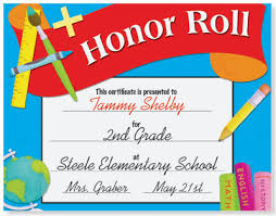Elementary School Award Certificates Ctm628 Honor Roll Students And