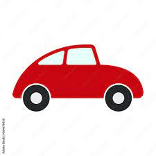 Car icon. Cute red cartoon style automobile vector image. Comic transport  logo. Vintage auto vehicle sign. Isolated on white background. Stock Vector  | Adobe Stock