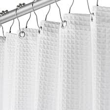 Choosing a great shower curtain can make a huge difference in the design of your luxury bathroom. Amazon Com Fabric White Shower Curtain For Bathroom Spa Hotel Luxury Matt Waffle Weave Square Design Water Repellent 230 Gsm Weighty Cloth 72 X 72 For Decorative Bathroom Curtains Kitchen Dining