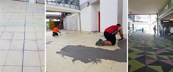 sloping floor in need of carpet tiles
