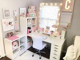 The desktop is enough to provide large work space for you, while solving the problem of stacking items. Home Office Furniture From Ikea And Chair From Home Goods Home Office Planner Desk Craft Room Diy Office De Ikea Home Office Ikea Home Diy Office Decor