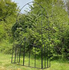 metal garden arch with gate 2 4m black