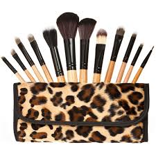 makeup brush set with leopard print