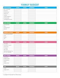 Free Printable Family Budget Worksheets