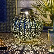 Blue And Gold Moroccan Led Lantern 25cm