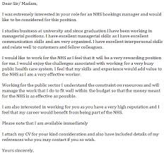 NHS Booking Clerk Cover Letter Example     Cover Letters and CV Examples