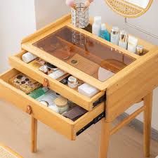 bamboo makeup vanity table with stool