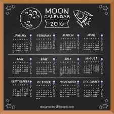 Moon Calendar 2016 In Blackboard Vector Free Download