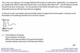 You'll need to ask for it. Letter To Banks And Credit Card Companies In Canada Re Interest Rate Relief Opseu Sefpo