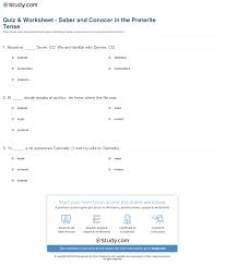Quiz Worksheet Saber And Conocer In The Preterite Tense