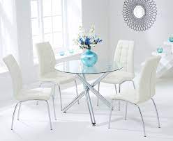 100cm Round Glass Dining Table And 4