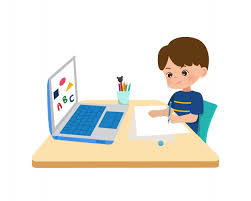Premium Vector | Kids home schooling concept. online education at home in  the middle of corona pandemic. little boyusing laptop for online school in  new normal era. flat style isolated on white
