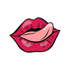 bright red female lips in retro pop art