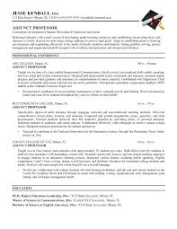 Sample Adjunct Professor Cover Letter Resume For Adjunct Faculty