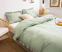 ruffled duvet cover queen bedding set