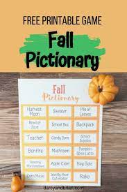 printable fall pictionary words fun