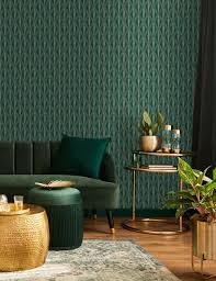 green art deco geometric wallpaper