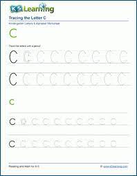 tracing the letter c c k5 learning