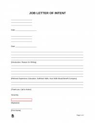 job letter of intent template sles
