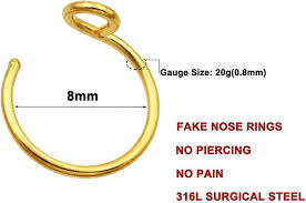 fake nose ring 20g faux nose hoop nose
