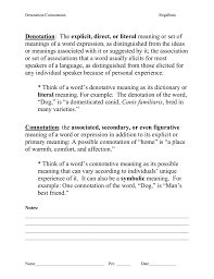 Worksheets are word choice denotation and connotation, denotation connotation practice, unit denotation connotation, name date denotation and connotation, connotation and denotation, connotation denotation, lesson plan, connotation. Denotationconnotation