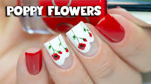 poppy flowers nail art tutorial you