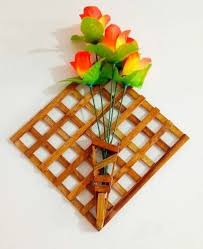 Brown Modern Teak Wood Flower Wall