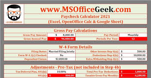 paycheck calculator excel template