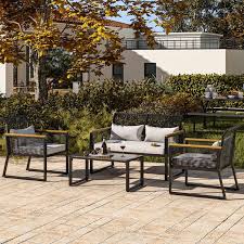 4 Pieces All Weather Rattan Patio