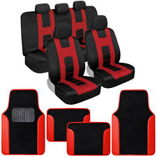 Car Seat Covers Red Front Rear Bench