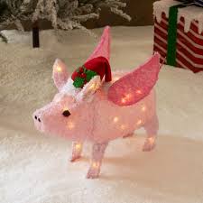 Holiday Time 26 Inch Light Up Flying Piggy Red Hat With 35