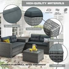 Gray 4 Piece Wicker Outdoor Sectional