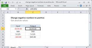 change negative numbers to positive