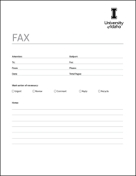 Fax Cover Sheet Brand Resource Center University Of Idaho