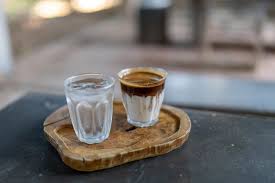 dirty coffee or gl of espresso shot