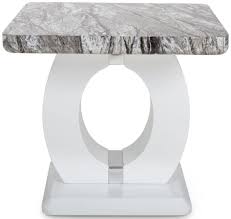 White High Gloss Marble Top Side Table