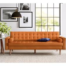 leather orange 3 seater sofa set