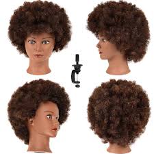afro curly mannequin head with human