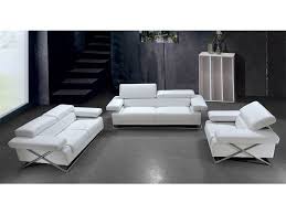 White Leather Sofa Set For