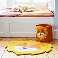 felt handmade kids lion rug and storage