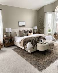 large bedroom with thick grey carpet