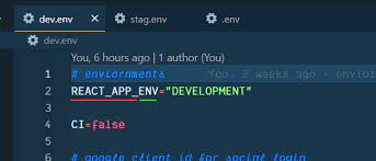 environment file to reactjs project