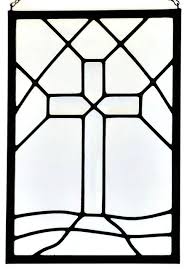 Cross Stained Glass Window Panel