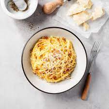 Spaghetti Carbonara On White Plate Stock Photo Image Of Dish Bowl  gambar png