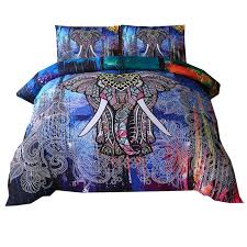 bohemian elephant print duvet cover set