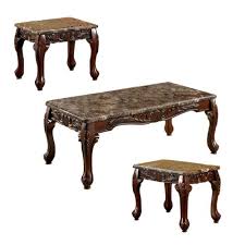 Wooden Coffee Table And End Tables Set