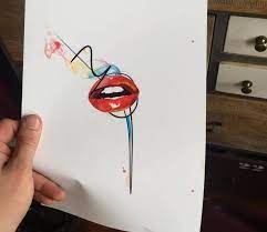 playful lips painting by tattoo tayfun