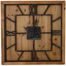 Large Wooden Wall Clock Metal Wood