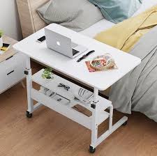 Wooden Laptop Table With Wheels Shelf