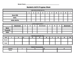 Student Progress Monitoring Sheet For Math